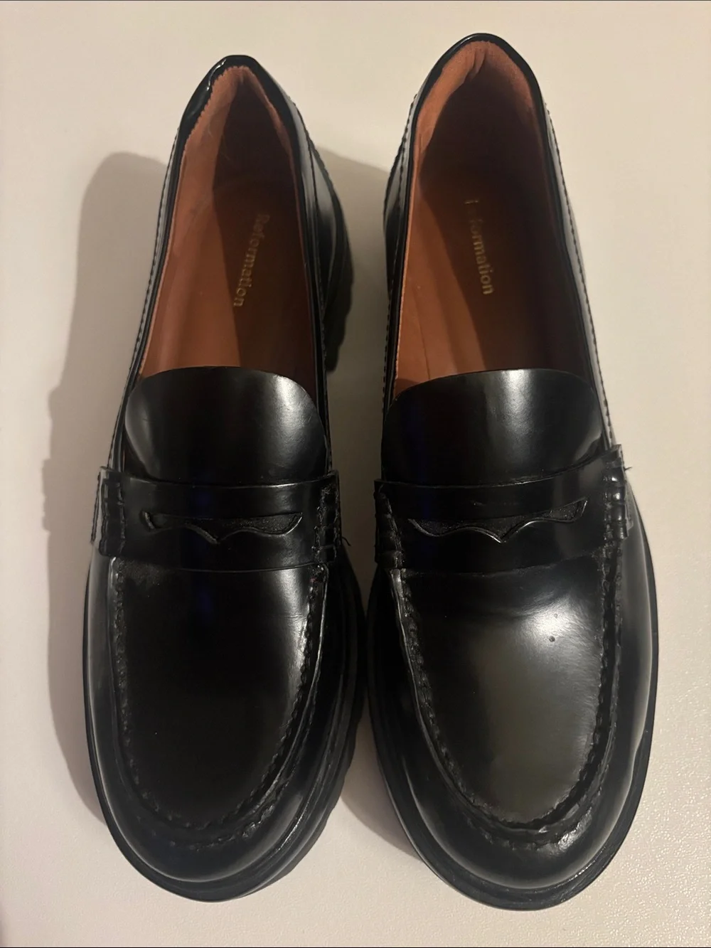 Reformation Agathea Chunky Loafer in Black Size 7.5 ~ Pristine